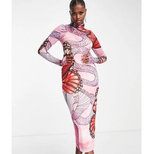 AFRM Butterfly Dress Long sleeve mesh
